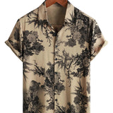 Koszula hawajska męska khaki vintage w kwiaty