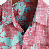 Hawajska koszula męska w czerwone kwiaty