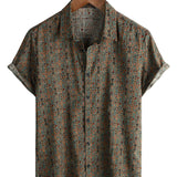 Brązowa koszula męska paisley boho