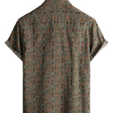 Brązowa koszula męska paisley boho