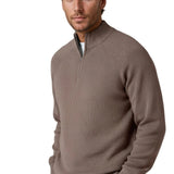 Sweter męski ze stójką na zamek – taupe