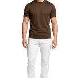 Ciemnobrązowy T-shirt męski slim fit