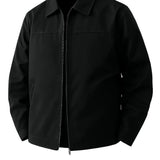 Lekka męska kurtka z tkaniny twill – czarna