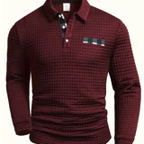 Sweter męski polo ze splotem w jodełkę