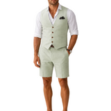 Dominik – męski komplet z kamizelką w serek i szortami