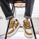 Brązowe skórzane sneakersy męskie