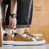 Brązowe skórzane sneakersy męskie
