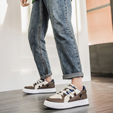 Brązowe skórzane sneakersy męskie