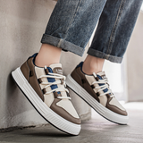 Brązowe skórzane sneakersy męskie