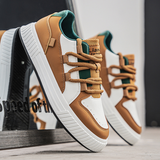 Brązowe skórzane sneakersy męskie
