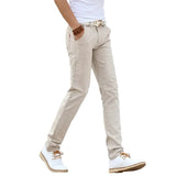 Spodnie męskie slim fit z lnem