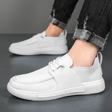 Gładkie skórzane sneakersy męskie