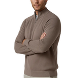Sweter męski ze stójką na zamek – taupe