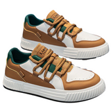 Brązowe skórzane sneakersy męskie