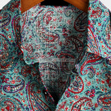 Zielona koszula męska vintage paisley z guzikami